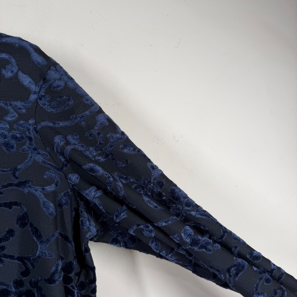 Gruppo‎ Americano Collection Navy Blue Burnout Velvet Floral Long Sleeve Top XL - Picture 7 of 13